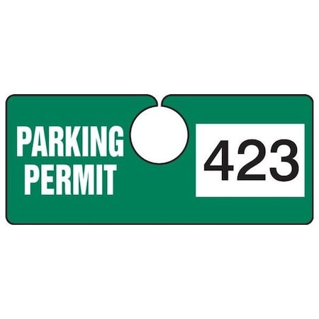 Accuform Parking Permit Tag, Numbered 001-099, Green, 2in x 4.75in, Laminated PF-Cardstock, 99PK TNT423GNA